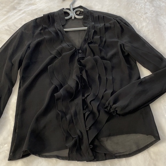 NWOT Sheer Ruffled Front Blouse - Picture 2 of 5